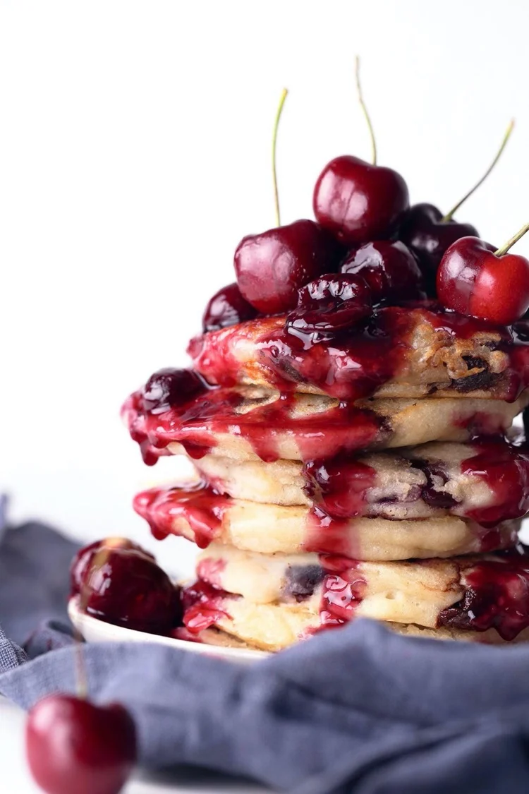 American-style vegan cherry pancakes
