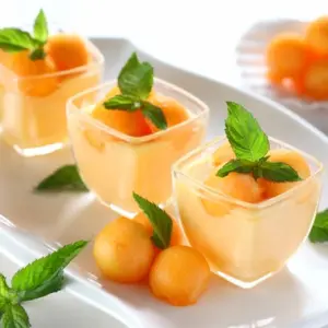 Melonen Panna cotta Dessert im Glas