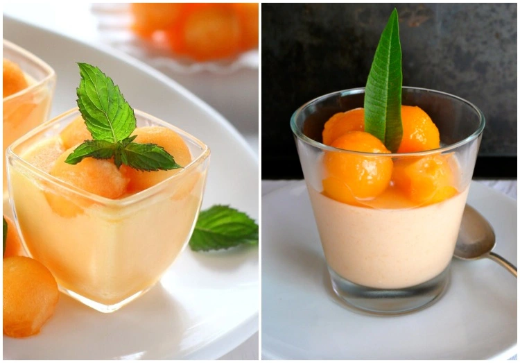Panna cotta mit Cantaloupe Melone Dessert im Glas