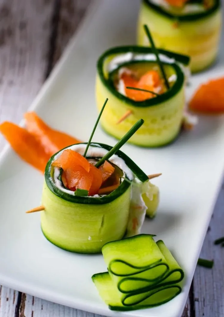 Röllchen mit Zucchini und Fisch selber machen als Abendessen