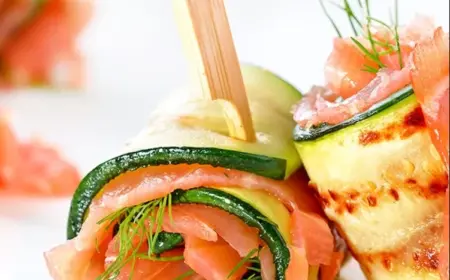 Zucchini Röllchen mit Lachs grillen Anleitung (1)