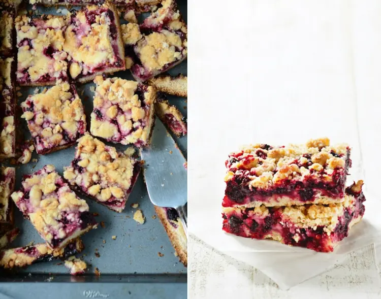 Bake blackcurrant cake with crumbs for dessert with coffee