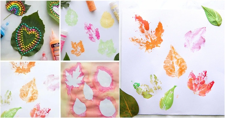 Sie können mit den Kindern Blätter-Malerei im Herbst basteln