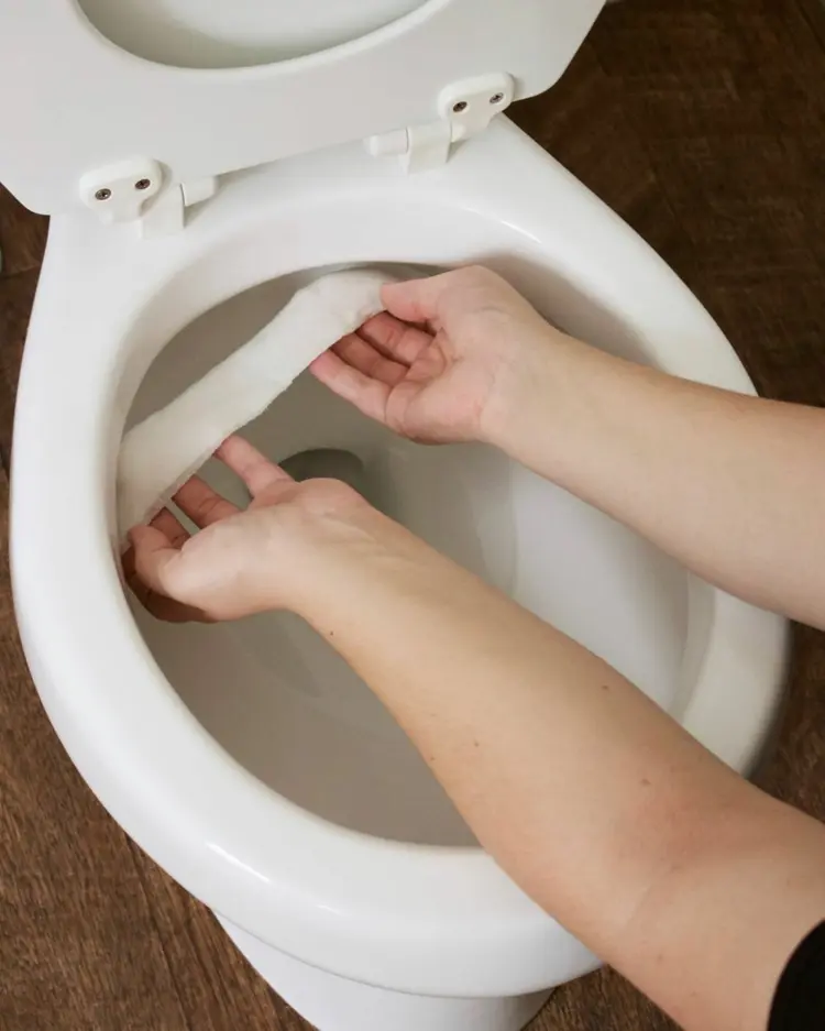 Toilettenrand reinigen - Mit Papiertüchern kommen Sie an schwer zugängliche Stellen