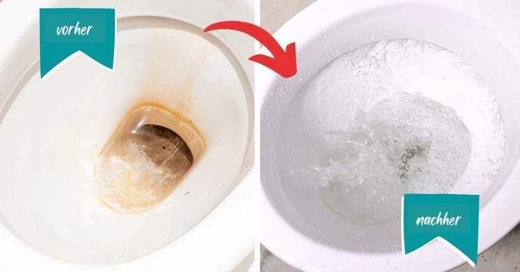 Toilettenschüssel reinigen Urinstein entfernen Hausmittel vorher nachher