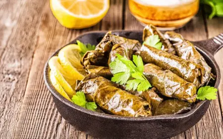 Weinblätter gefüllt mit Reis und Hackfleisch griechische Dolmas Originalrezept