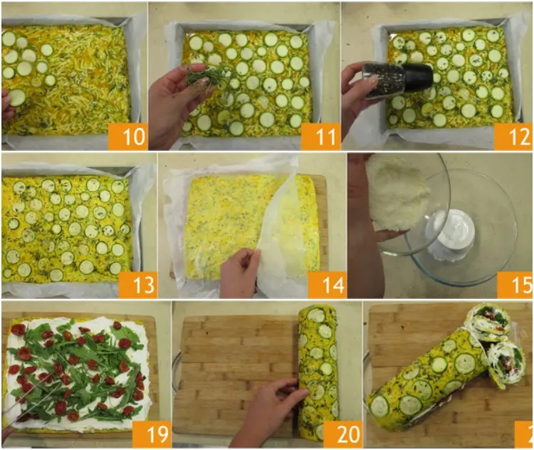Zucchini Rolle nach italienischer Art Frittata zubereiten im Backofen