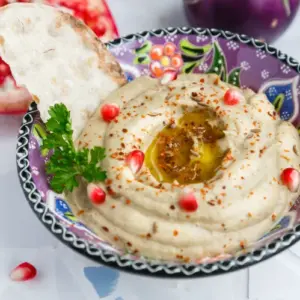 persischer Auberginen Dip mit Tahini Baba Ghanoush Originalrezept