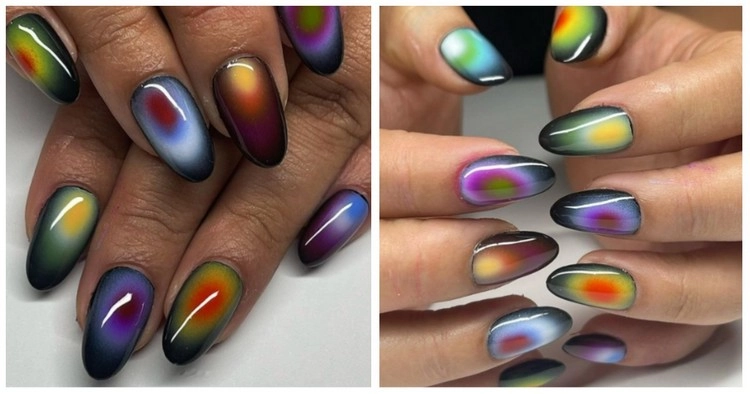 Auranägel kombinieren verschiedene Farbtöne