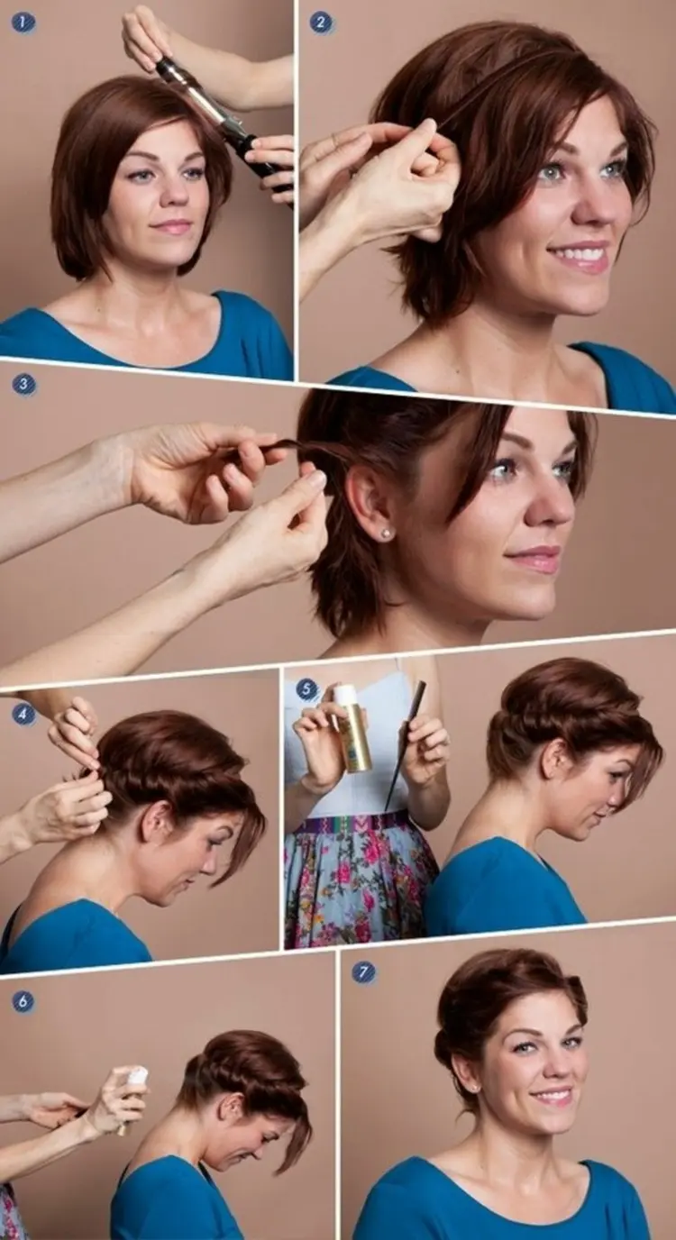 Dirndl Frisuren - Anleitung für eine Hochsteckfrisur bei kurzen Haaren
