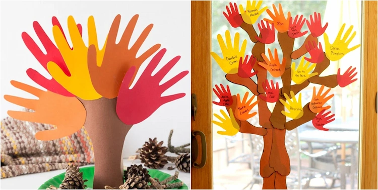 Herbstbasteleien für Kinder - ein Handabdruck-Baum ist für Herbstdeko perfekt geeignet