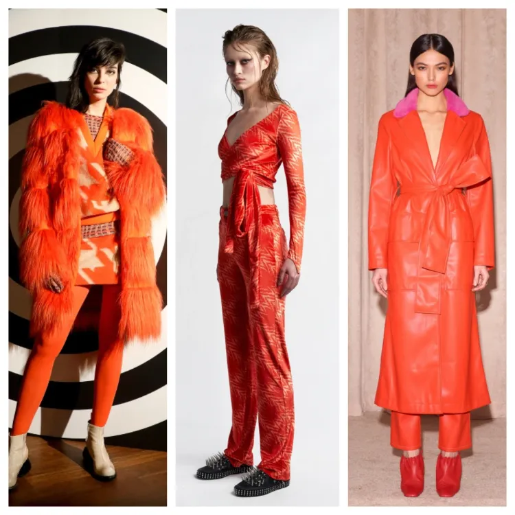 Orange kombinieren Leder Outfit Trendfarben Herbst 2022
