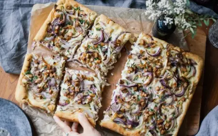 Rezept für veganen Zwiebelkuchen vom Blech