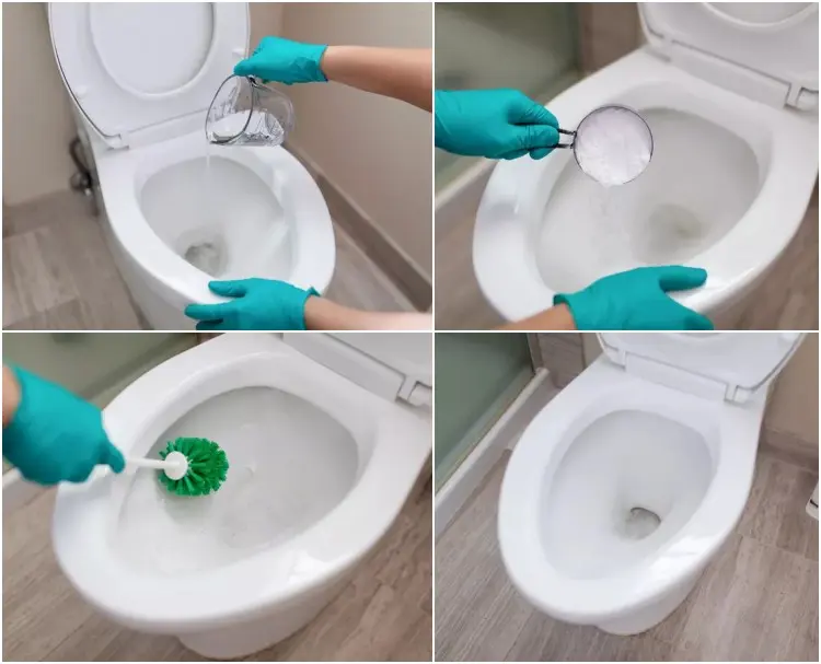 Toilette braune Ablagerungen reinigen Abfluss und unter Toilettenrand