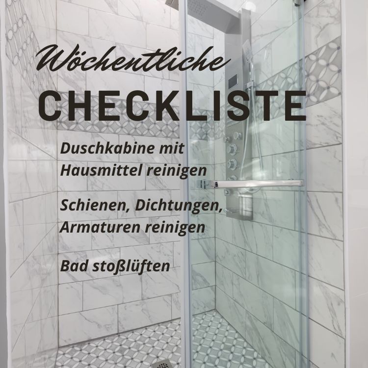 Duschkabine reinigen Wöchentliche Checkliste