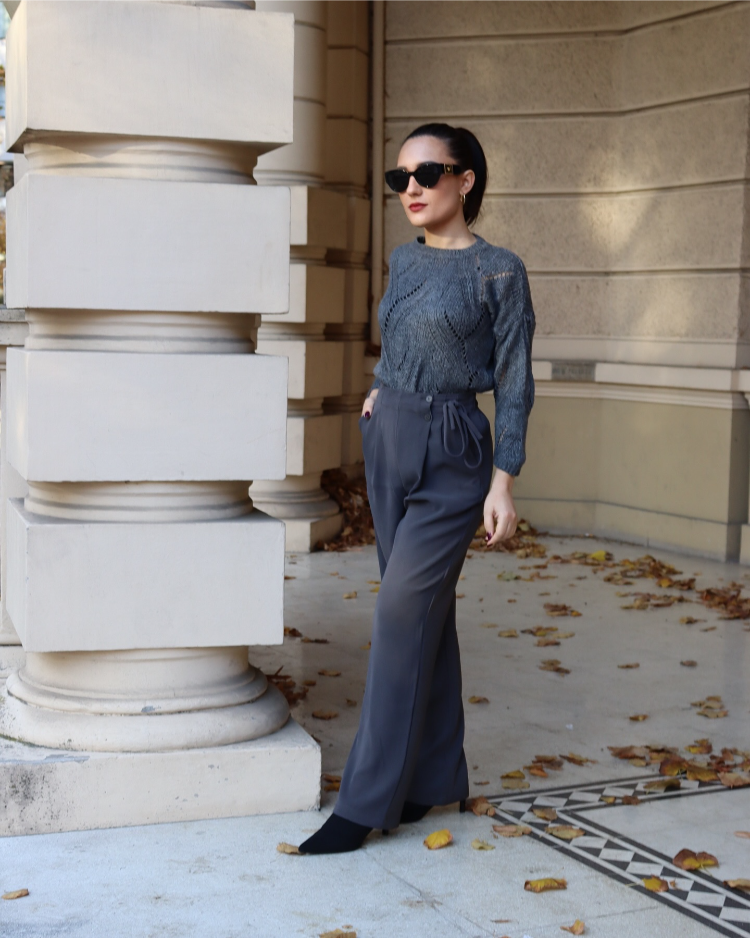 graue hose kombinieren outfit herbst