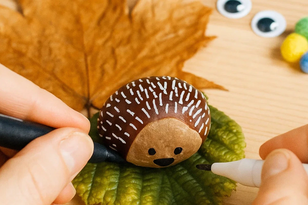 igel basteln aus kastanien mit kindern