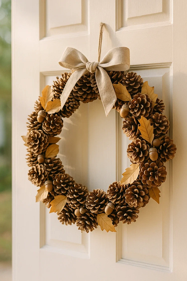 kranz aus tannenzapfen für haustür