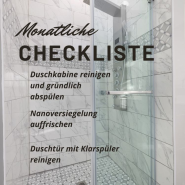 Monatliche Checkliste Duschkabine reinigen