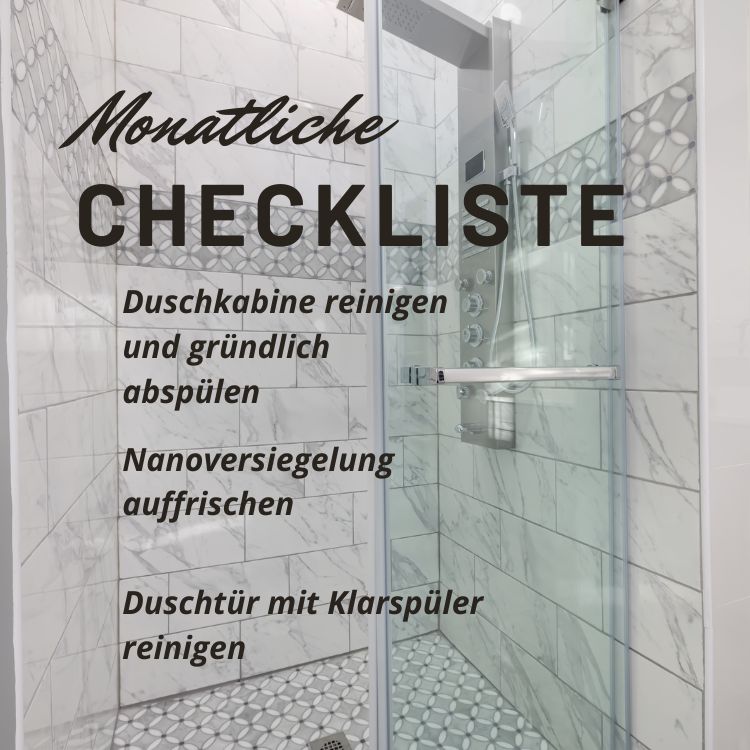 Monatliche Checkliste Duschkabine reinigen