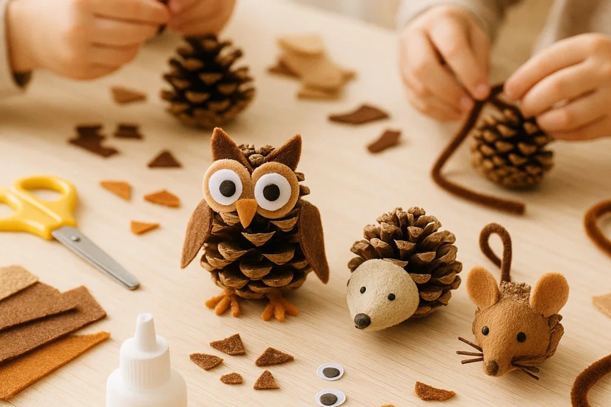 tierchen basteln mit kindern im herbst