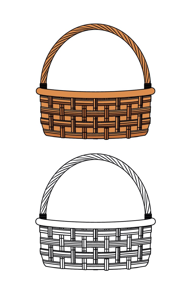 Bastelvorlage Korb für Herbst Obst und Gemüse