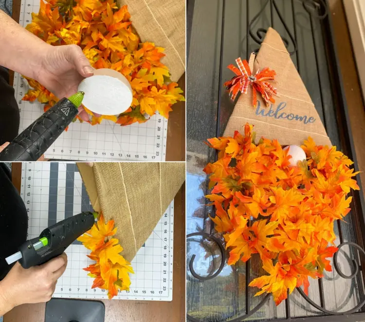 Deko für den Herbst selber machen - Lustiger Türschmuck mit Herbstblättern