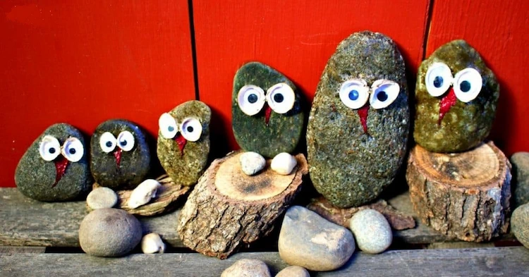 Make stone owls - This is very easy for a fall decoration