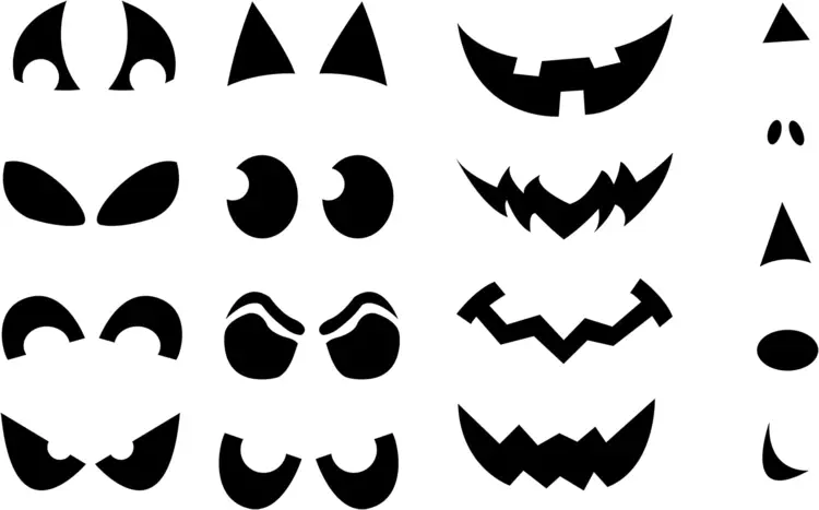 Halloween Beutel basteln - Schablonen für Gesichter zum Ausdrucken