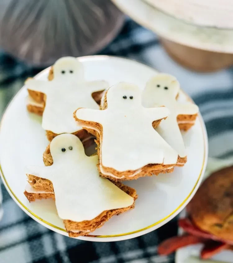 Halloween Frühstück Ideen Geister Sandwich ohne backen