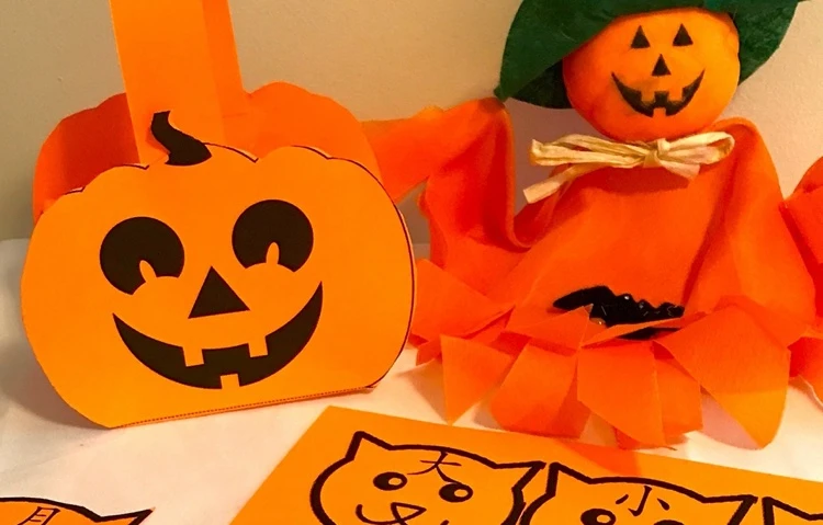 Halloween Körbchen basteln mit Kindern Herbst