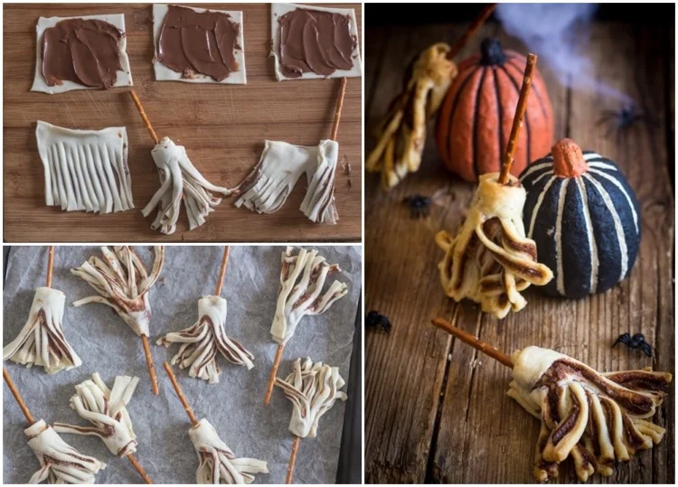 Make your own witch's broomsticks for a spooky party