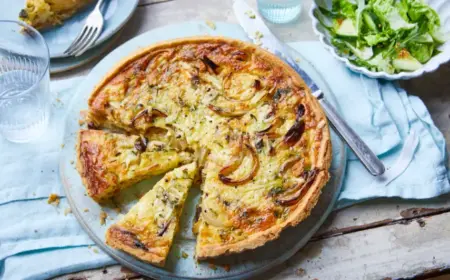 Käse Zwiebel Quiche Rezept französischer Zwiebelkuchen einfach