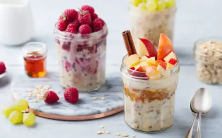 Kalorienarmes Frühstück mit Haferflocken gesund Abnehmen mit Overnight Oats Rezepte