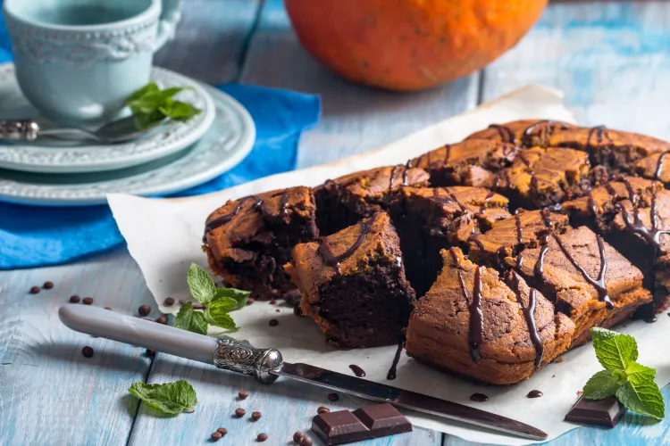Kürbis Brownies Thermomix schneller Herbstkuchen mit Kürbis