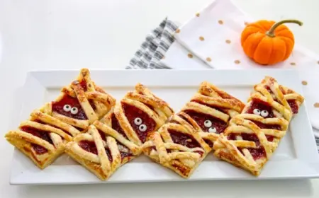 Leckere Blätterteig Mumien mit Himbeer-Füllung zu Halloween zubereiten