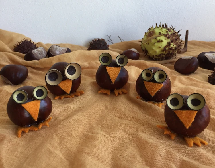 It is very easy to make chestnut owls with children