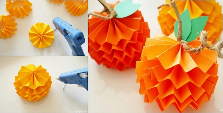 Autumn crafts - You can make cute paper pumpkins for autumn with your children