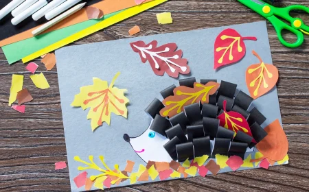 Kostenlose Bastelvorlagen für den Herbst - Igel mit Papierstreifen basteln