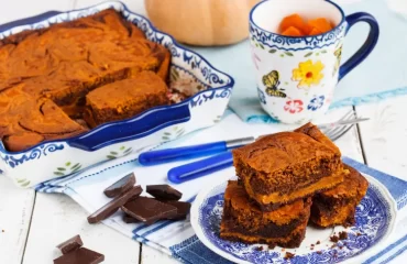 schnelle Schoko Kürbis Brownies gesunder Kürbiskuchen mit Schokolade