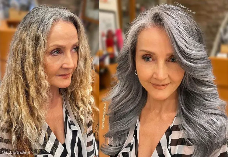 sind graue Haare im Trend 2022 welche Haarfarbe für Frauen ab 60