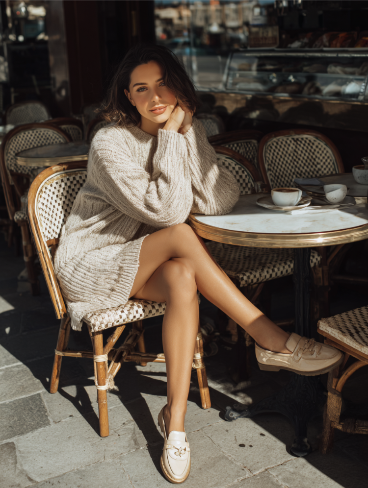 welche schuhe zum strickkleid tragen loafers