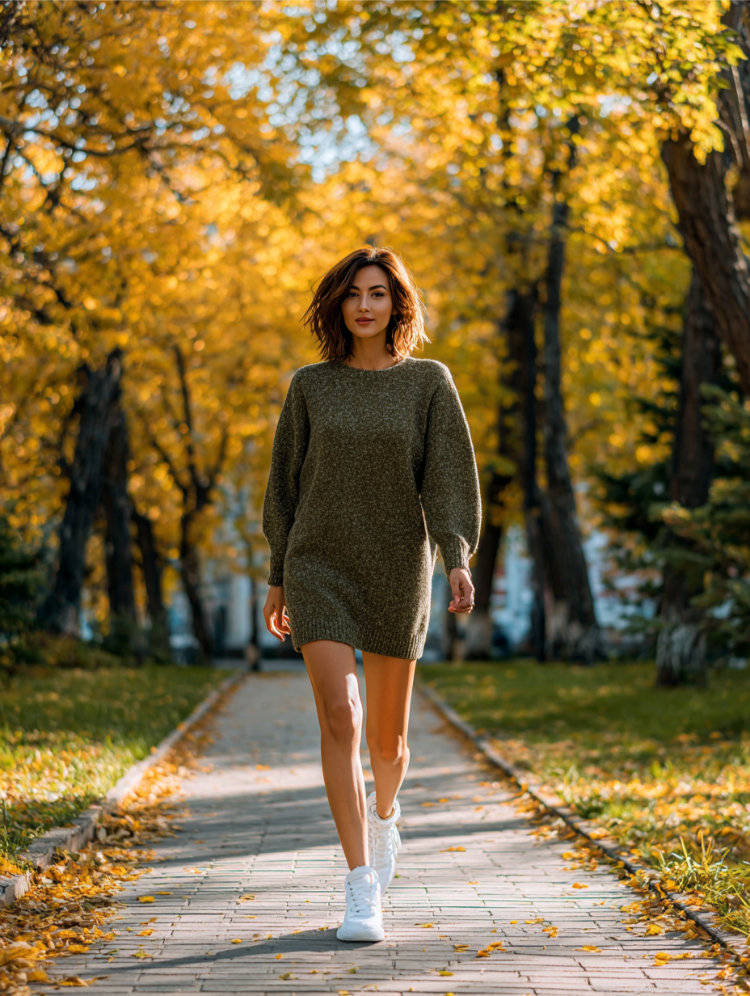 welche schuhe zum strickkleid tragen sneakers