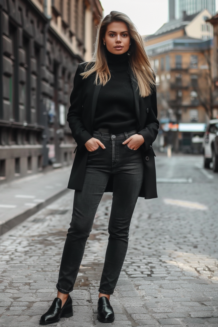 wie trägt man cropped jeans im herbst und winter business look mit blazer