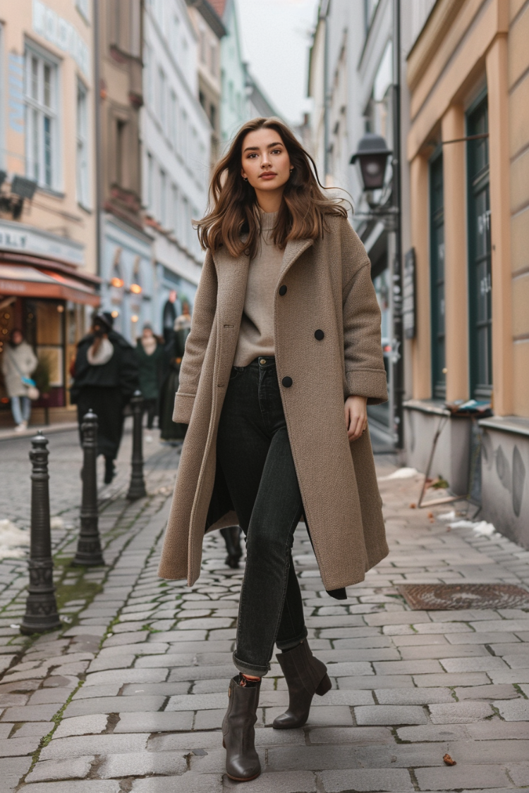 wie trägt man cropped jeans im herbst und winter streetstyle look mit mantel