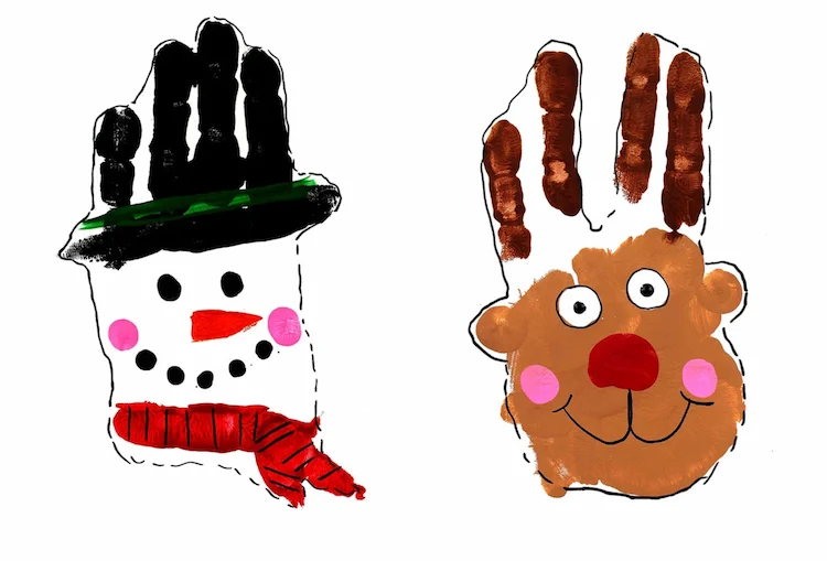 Befolgen Sie unsere Anleitung für lustige Handabdrücke zu Weihnachten
