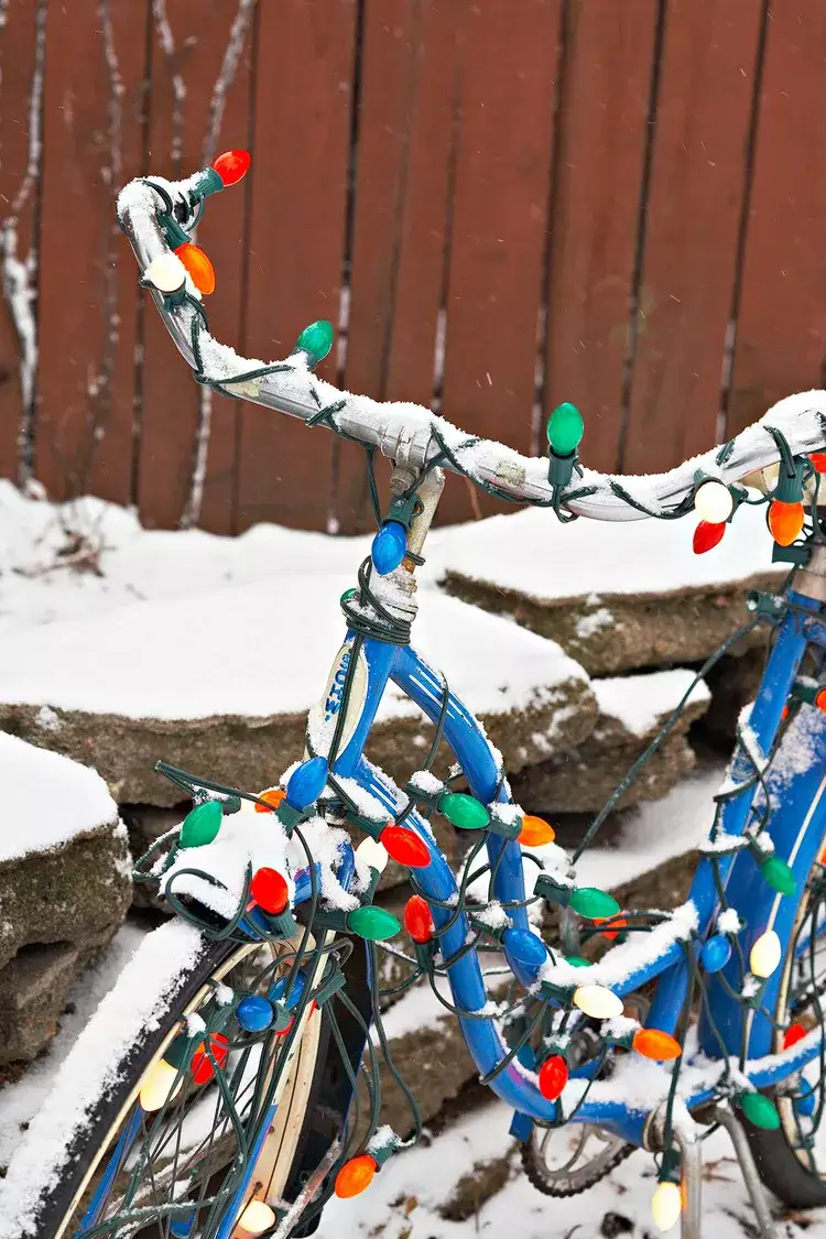 Fahrrad im Garten festlich dekorieren Anleitung