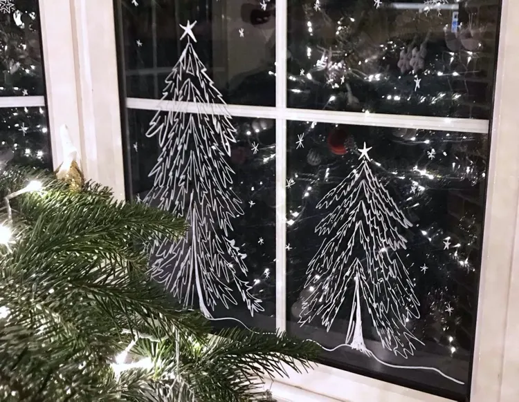 Fenster weihnachtlich bemalen mit Kreidemarker