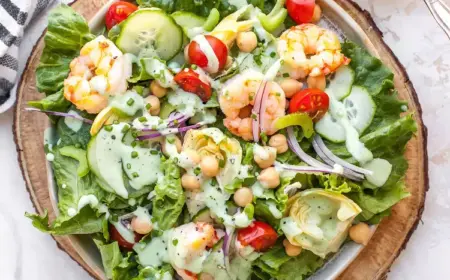 Green Goddes Salad Rezept mit Garnelen sättigende Salate Abendessen