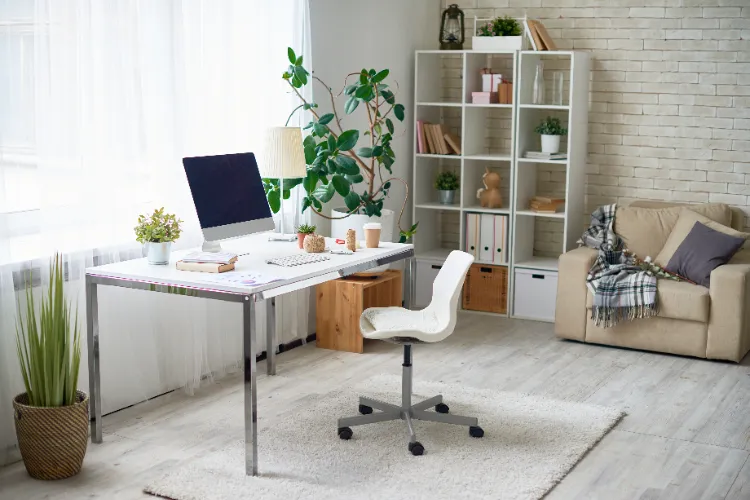 Home Office dekorieren Pflanzen welche Möbel fürs Arbeitszimmer Zuhause